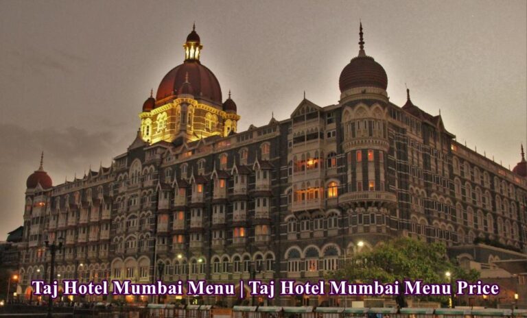 Taj Hotel Mumbai Menu